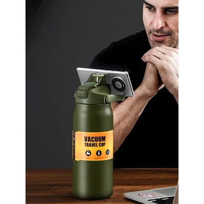 304 Stainless Steel Vacuum Thermos, Portable Outdoor Sports Water Bottle with Straw Cold Hot