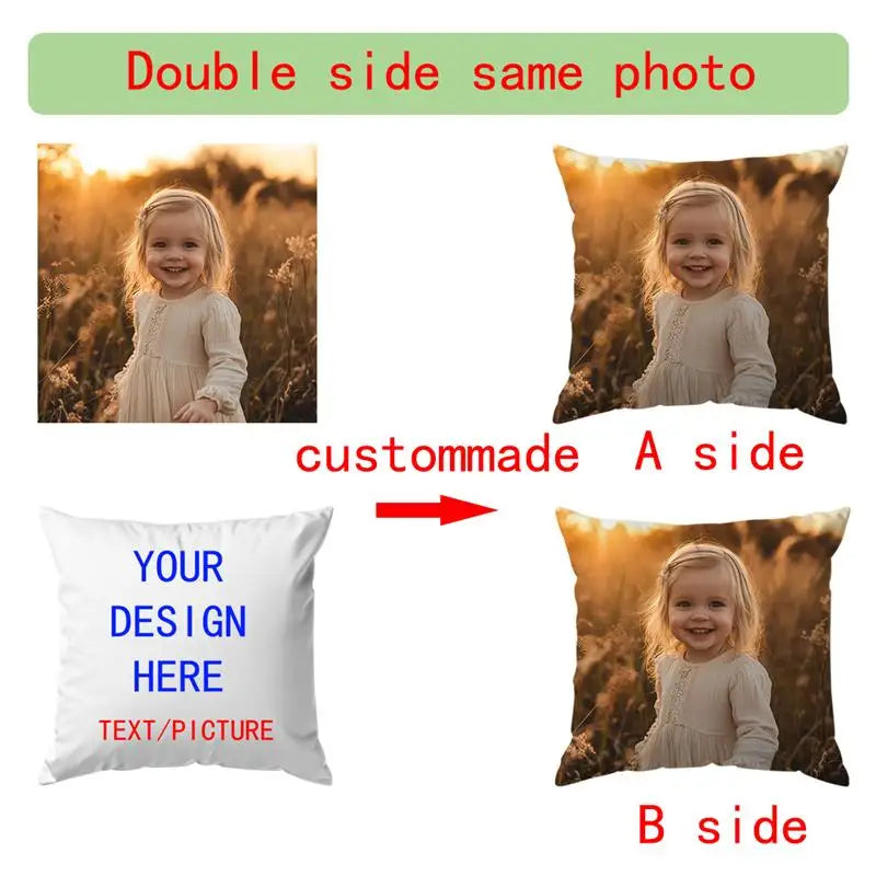 Custom Cushion Cover With Pictures Logo DIY Customized Throw Pillow Case Home Decorative Wedding Pets Baby Print Pillowcase
