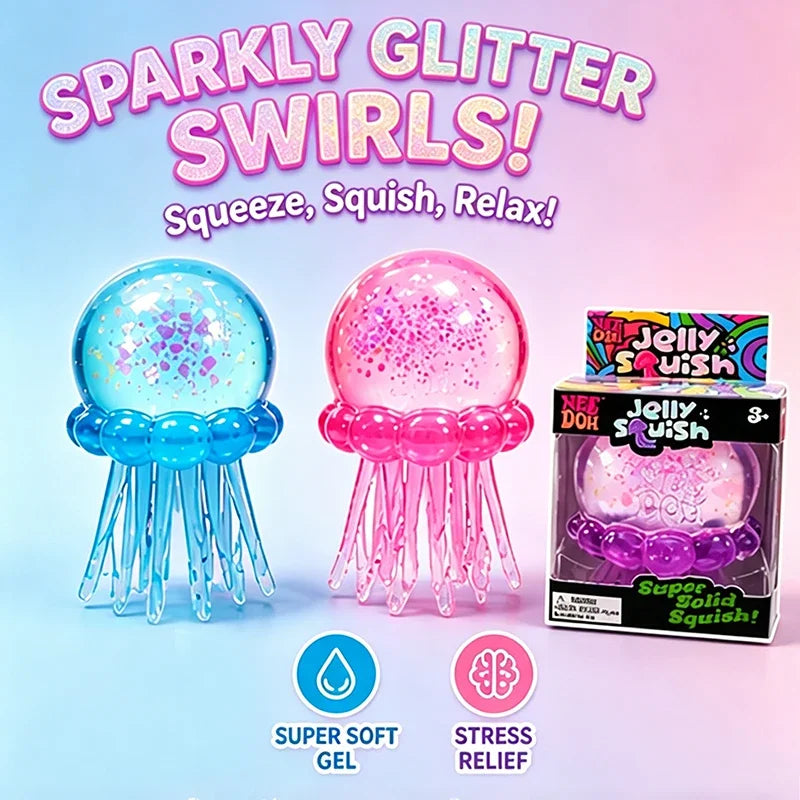 Trending Needoh Fuzz Ball Jellyfish Squishy Blind Box Random Color Soft Stress Relief Toy Cute Relaxing Squeeze Sensory Toy