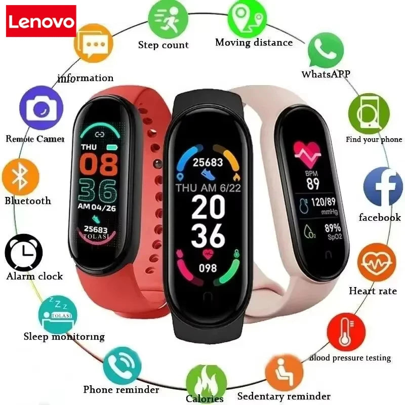 Lenovo Smart Band Movement Watch Step Count Bluetooth Synchronous Phone Information Smartwatch For Men Women Students 2025 New