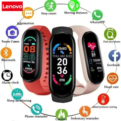 Lenovo Smart Band Movement Watch Step Count Bluetooth Synchronous Phone Information Smartwatch For Men Women Students 2025 New