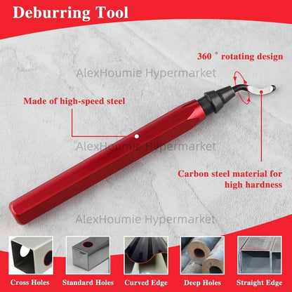 RB1000 Hand Metal Deburring Tool Red with 360 Degree Rotating Blades for 3D Printing Wood Metal Plastic Aluminum Copper Steel