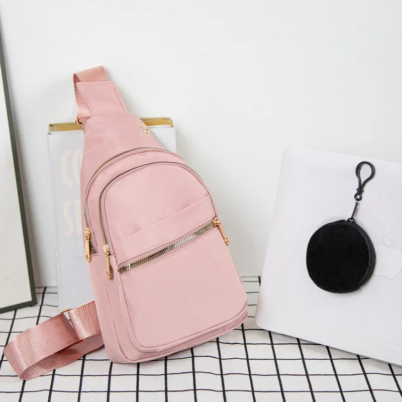 Women's Crossbody Bag New Korean Simple Women's Chest Bag Large Capacity Women's Outdoor Casual Embroidery Quilt Single Shoulder