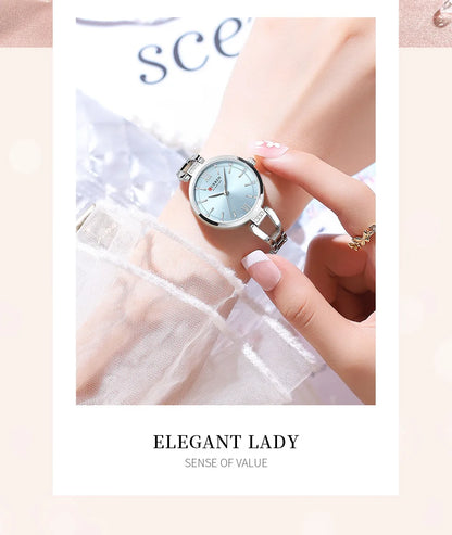 CURREN 9092 Quartz Watches Women Elegant Bracelet Stainless Steel Strap Rhinestone Fashion Ladies Simple Watch Gifts reloj mujer