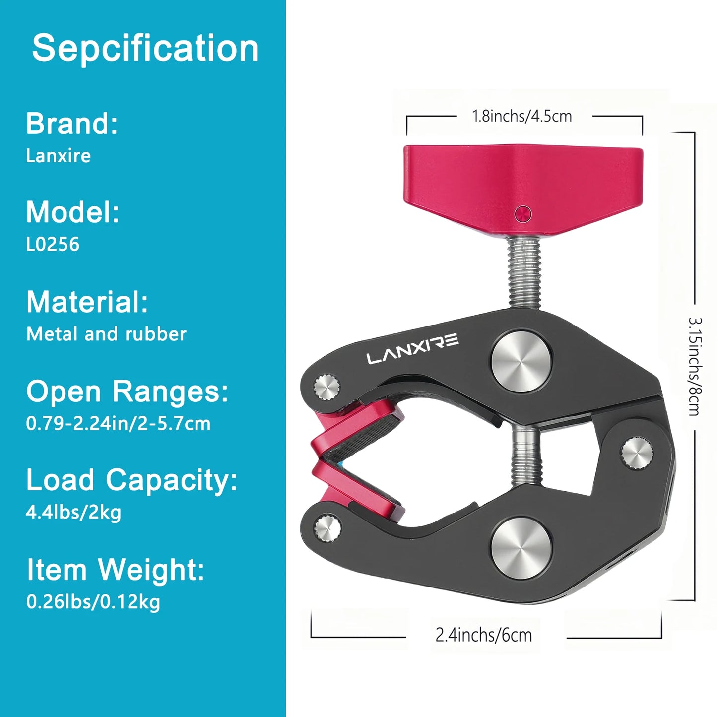 Lanxire Camera Mount Clamp Clip Clamp with 1/4" and 3/8" Threaded Holes, Super Clamp Crab Clamp for Cameras, Monitor, Tripods