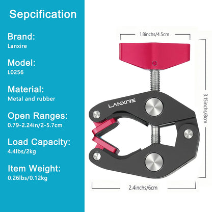 Lanxire Camera Mount Clamp Clip Clamp with 1/4" and 3/8" Threaded Holes, Super Clamp Crab Clamp for Cameras, Monitor, Tripods