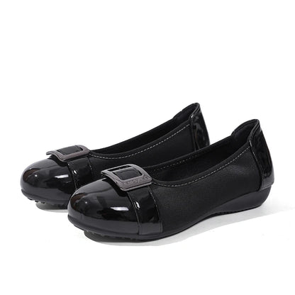 Women Flat Shoes Comfortable Slip On Loafers Vintage Square Buckle Soft Sole Ballet Flats Spring Office Work Casual Footwear