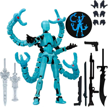 Assembly Completed T13 Action Figure 3D Printed Multi-Jointed Movable Titan 13 Lucky Dummy Nova Robot Action Figure Desktop