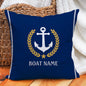 Custom Boat Name Pillow Covers Personalized Nautical Anchor Cushion Cases for Yacht Home Decor Beach House Welcome Aboard