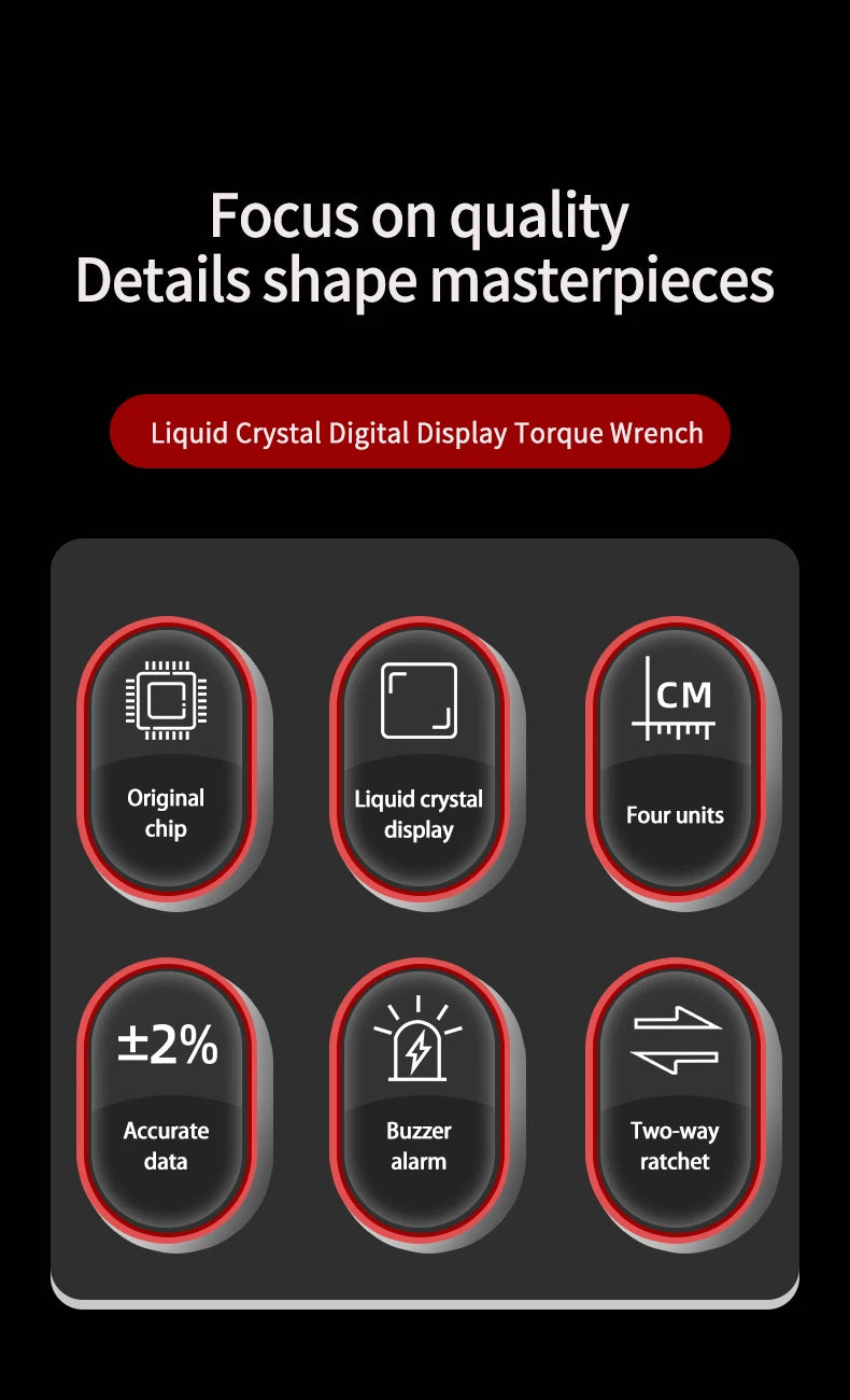 MOVECRAB Series Digital Torque Wrench 1.5-340N.m 2% Accuracy Preset Values with Buzzer, LED Flash & HandleVibration Notification