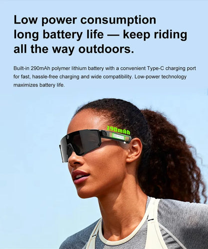 Lenovo 1600w AI Smart Camera Glasses Anti-shake 1080P Video Photo Cycling Sport ChatGPT Sunglasses DualMic 32GB Windproof Goggle