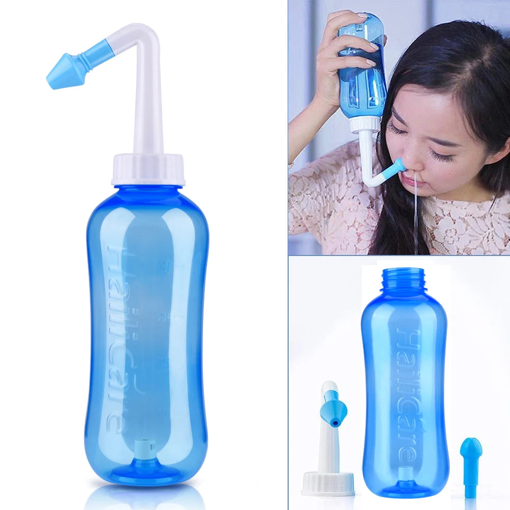300ML Nasal Washing Bottle 2.7g Nose Wash Salt Nasal Irrigator Nose Aspirator Nasal Sinusite Allergic Rhinitis for Adult Kids