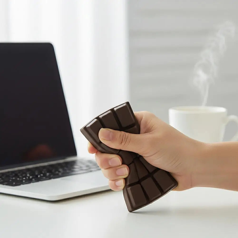 PU Soft Simulated Chocolate Squeeze Toy - Slow Rebound Stress Reliever for Office, Hand Relaxation, Desk Decor Gift