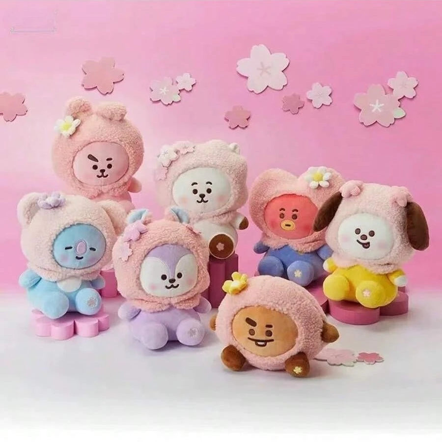 BT21 KPOP Sakura series plush toy bulletproof youth group plush sitting doll Fan gifts、birthday gifts、couple gifts、adult gifts