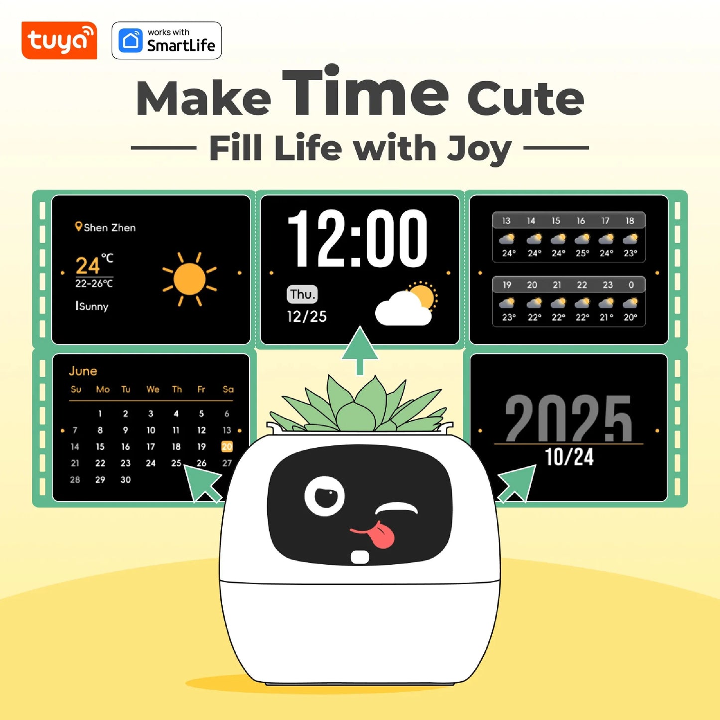 Gen1 Tuya Ivy Smart Planter,Endless Fun Over 49 Rich Expressions,7 smart sensors,AI Chips Make Raising Plants Easy and Fun