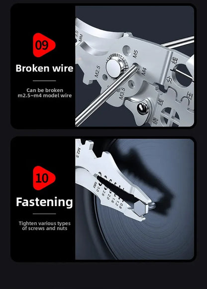 Ergonomic Grip Stainless Steel Electric Plier 8.5" Multi-purpose Wire Stripping Cutting Crimping Hand Tool