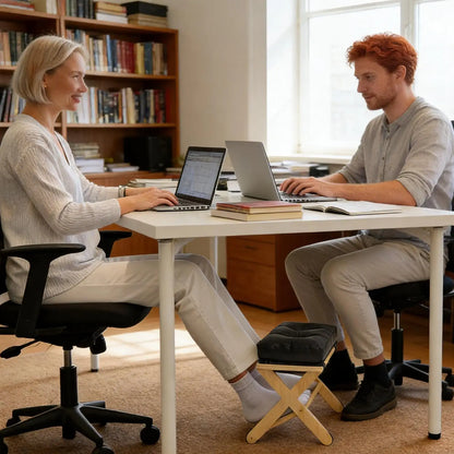 Desk Foot Stool Wooden Double-Layer Non-Slip Ergonomic Leg Rest Office Desk Footrest for Home Dorm Office Apartment Study