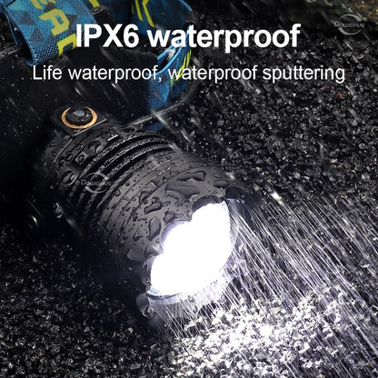 2000W Most Powerful LED Headlamp Super Bright Waterproof Head Flashlight Long Range 6000M Tactical Head Torch Fishing Headlight