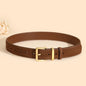 Luxury Suede Cowhide Leather Belt for Women, Vintage Style with Gold Buckle, 3.3cm Wide Waistband for Dresses & Jeans