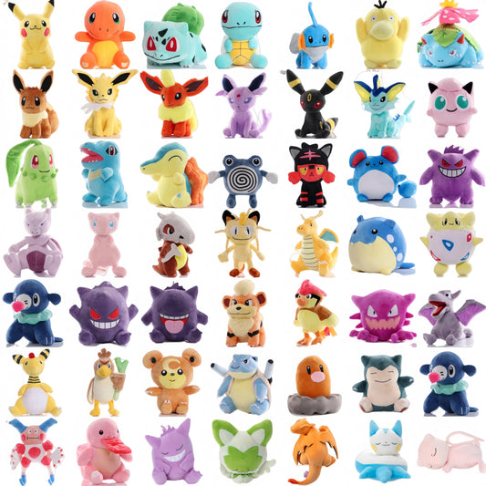 Cute Pikachu Plush Toy Pokemon Charmander Squirtle Bulbasaur Stuffed Doll Eevee Scorbunny Gengar Snorlax Christmas Gifts