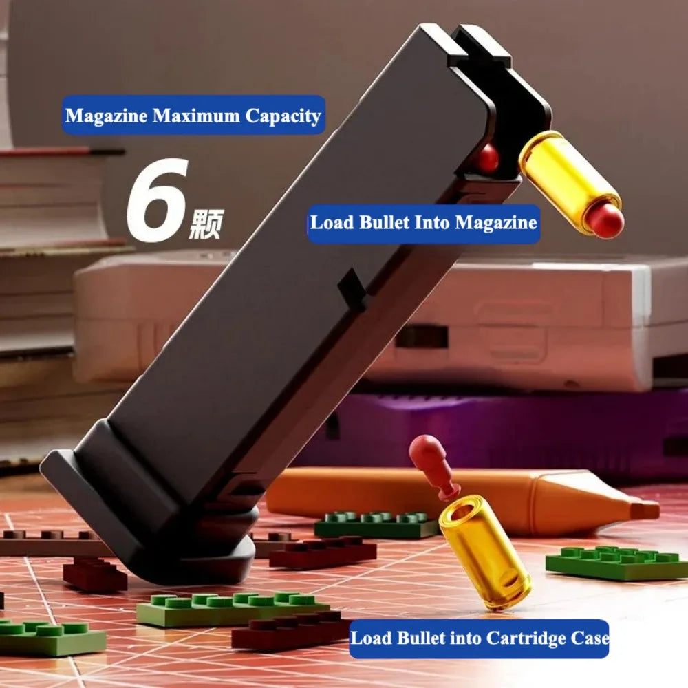 SIG17 Hanging Toy Gun Continuous Firing Building Block Pistol Shell Throwing Airsoft Blowback Toy Outdoor Shooting for Children