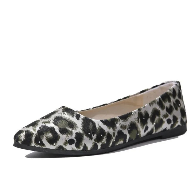 Leopard Leofer Shoes Women Flats Woman Casual Shoes Point Toe Spring Summer Flat Fashion Ladies Party Shoes Slip-On Plus Size