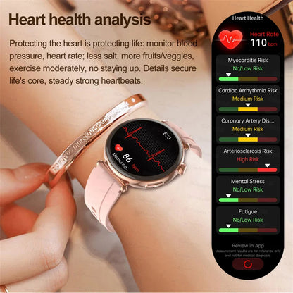 ECG Smart Watches Women 1.32 inch  AMOLED Screen Physical Examination Blood oxygen Pressure Fat Call Health ECG+PPG Smartwatch