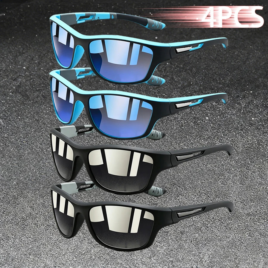 4PCS Fashion Vintage Pattern Cycling Sunglasses Men Women Running Cycling Mountaineering Sport Man Driving Fishing Sun Glasses