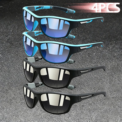 4PCS Fashion Vintage Pattern Cycling Sunglasses Men Women Running Cycling Mountaineering Sport Man Driving Fishing Sun Glasses