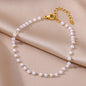 Stainless Steel Imitation Pearl Anklets for Women Gold Color Chain Ankle Bracelet Anklet Summer Beach Jewelry Accessories Gift