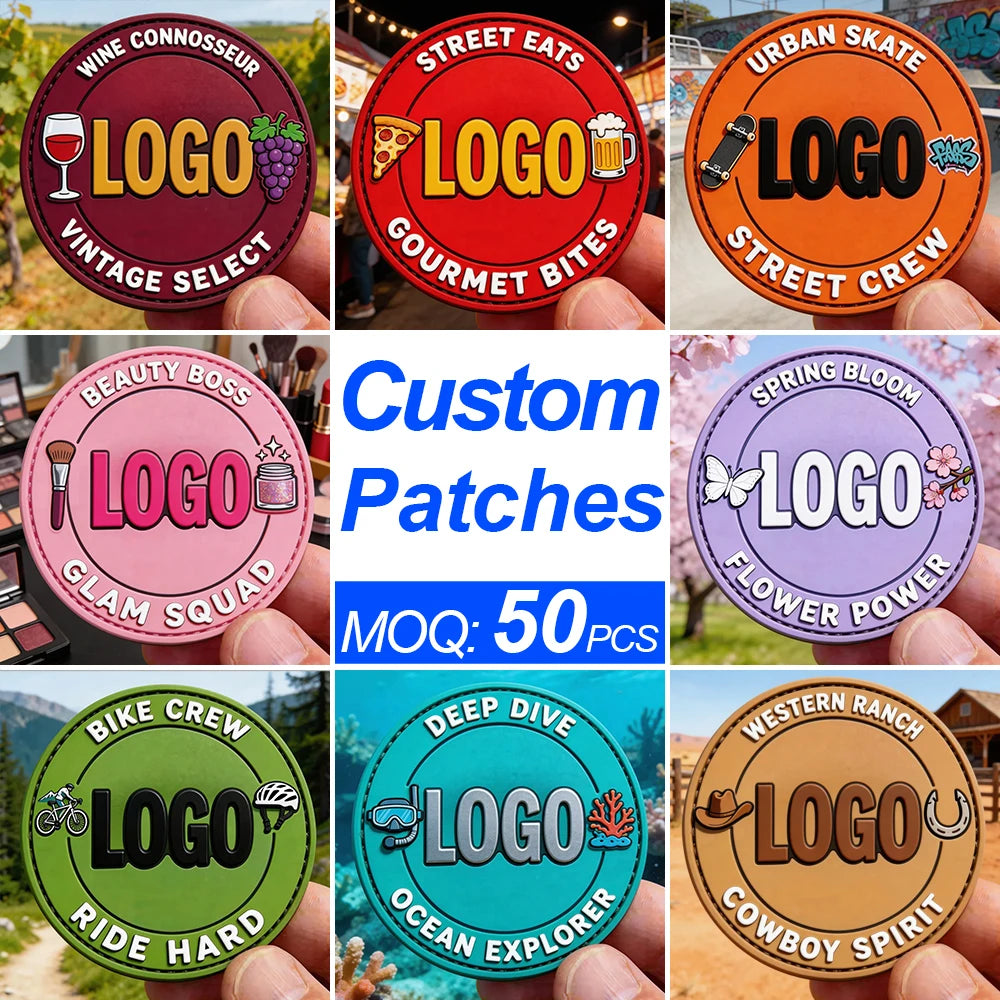 Custom Embossed Iron on Soft Rubber PVC Garment Label Rubber Patch Clothing Clothes Rubber Logo 3D Silicone PVC Logo