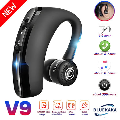 V9 Business Wireless Headphone With HD Mic Calling Noice Cancelling Driver Car Sport Bluetooth Headset 270° Rotation Earphone V8
