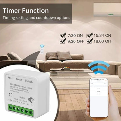 Tuya WiFi Smart Switch 16A 20A RF 433Mhz Relay Breaker Module 2-Way Control Smart Life App Remote Works with Google Home Alexa