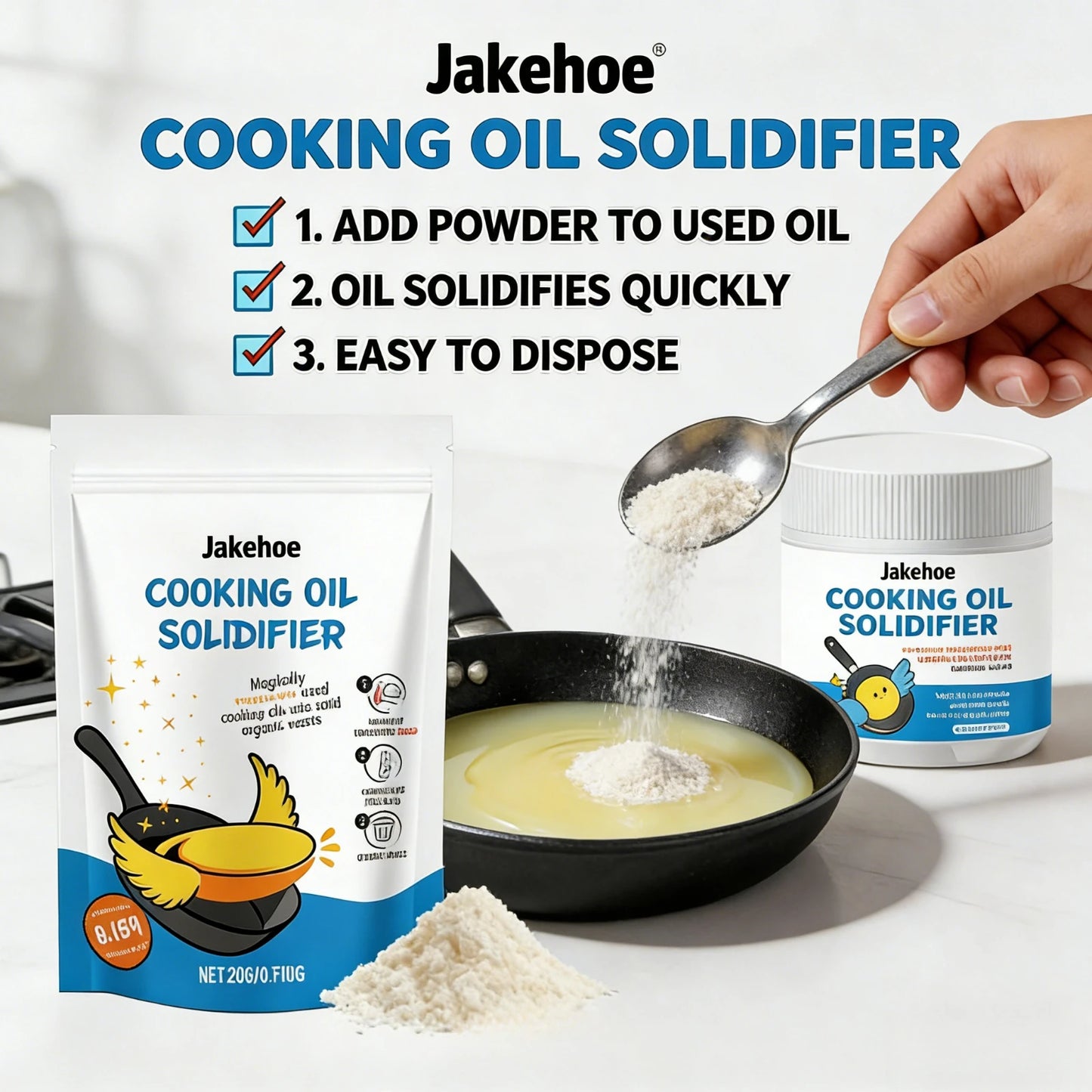 Cooking Oil Solidifier Powder Hot Grease Hardener For Used Fryer Oil Waste Vegetable Lard Eco Friendly Kitchen Cleaning Tool