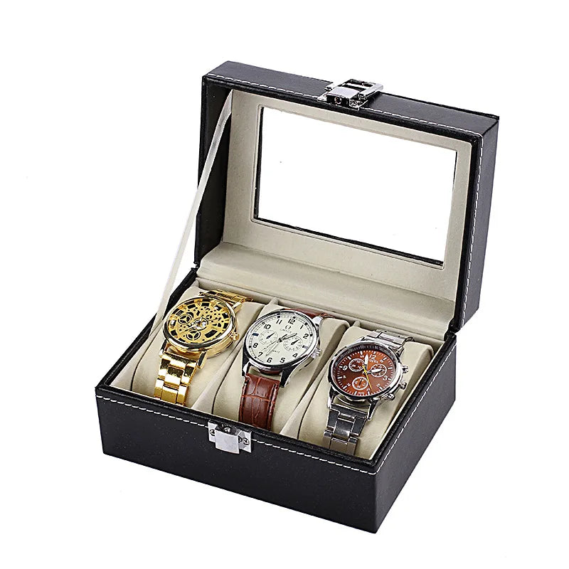 6/10/12Slots Gray Watch Boxes Watch Case with Large Glass Lid, Removable Watch Pillows, Watch Box Organizer, Gift for Loved Ones