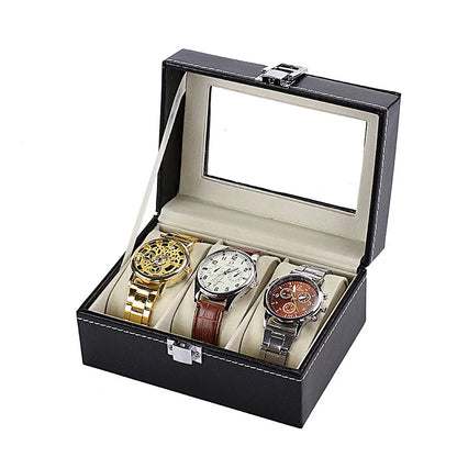6/10/12Slots Gray Watch Boxes Watch Case with Large Glass Lid, Removable Watch Pillows, Watch Box Organizer, Gift for Loved Ones