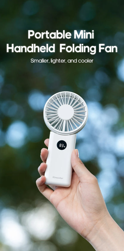Portable Folding Handheld Fan 1800mAh Desktop Rechargeable Fan 4-speed Wind Angle Adjustable with LED Display for Outdoor Travel