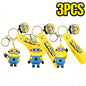 1/3/7/14PCS New Popular Anime Minions Keychain Cartoon PVC Children Toy Gift Cute Key Ring School Bag Pendant Car Key Chain