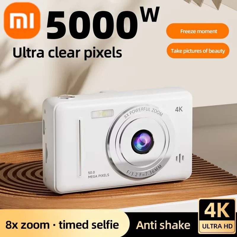 Xiaomi Retro 4K CCD Camera 50MP Auto Focus Dual Flash 8x Zoom Portable Student Vlog Camera for Beginners Travel Gift Photography