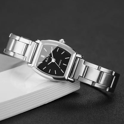 4PCS/Set Fashion Women Watches Elegant Silver Alloy Strap Quartz Wristwatch Rhinestone Bracelets Set Reloj Mujer(Without Box)