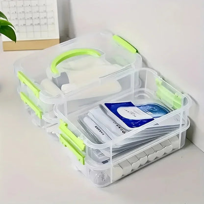 Extra Large 4-Tier Stackable Storage Box with Lid Clear Plastic Organizer Toy Building Block Storage Box