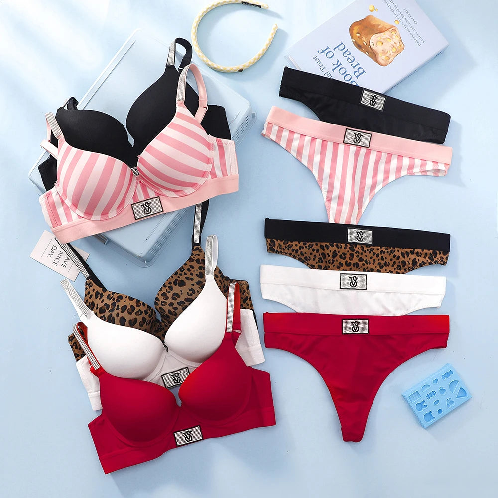 Victoria s Secret Women Bra And Panties Set Lace Push Up Wireless Lingerie Comfortable Breathable Underwear Set
