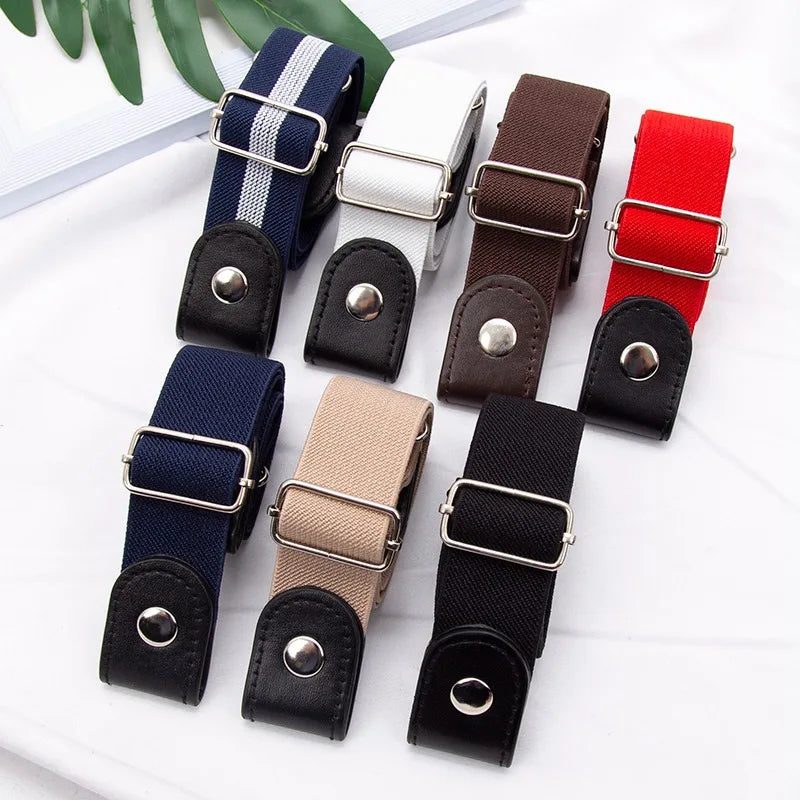 New Adjustable Belts for Women Buckle-Free Waist Jeans Pants No Buckle Stretch Elastic Waist Men Canvas Belt Lazy Invisible Belt