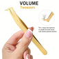 High Precision Eyelashes Tweezers Set - Includes 3 Stainless Steel Eyelash Tweezers for Makeup Classic Individual and Lash Exten