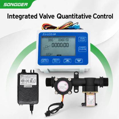 1/2 Inch Digital Flow Meter Integrated Valve Quantitative Control Kit DC3.5-24V 2-10L/min Durable Automatic Dosing Water Filling