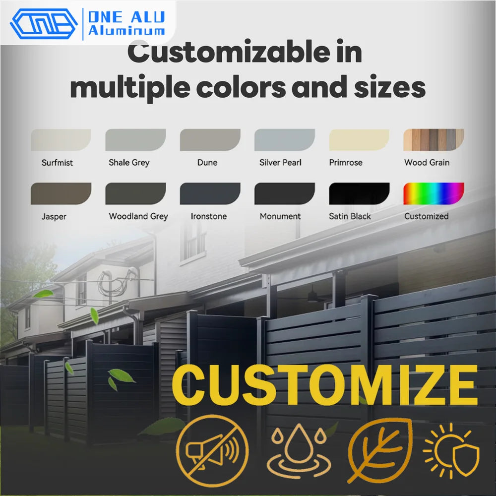 Modern Aluminum Privacy Louver Slat Fencing Panel Powder Coated Garden Fence Boundary Wall for Yard Balcony Patio Outdoor
