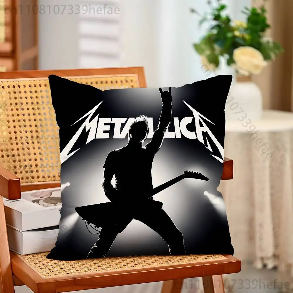 M-Metallica Band Pillow Cases for Bedroom Living Room Sofa Home Decor Polyester Cushion Cover with Zipper