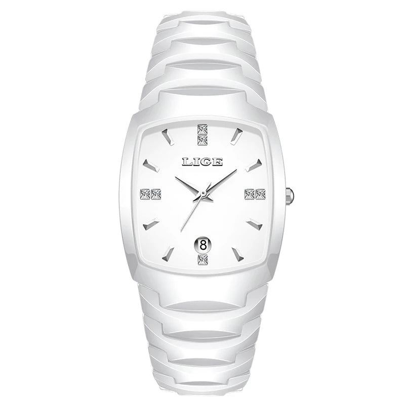 LIGE New Ladies Waterproof Watch Luxury Ceramic Braceletz Women Watches Creative Fashion Original Elegant Quartz Wristwatch Gift