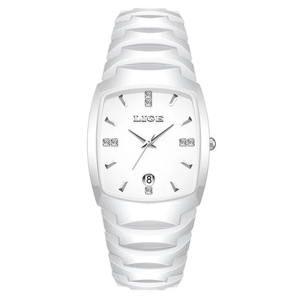 LIGE New Ladies Waterproof Watch Luxury Ceramic Braceletz Women Watches Creative Fashion Original Elegant Quartz Wristwatch Gift