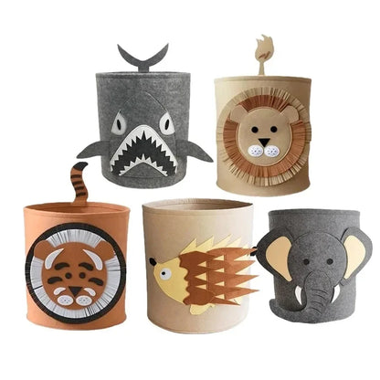 1/2/3/5PCS Baby Storage Basket Panda Dinosaur Cartoon Felt Organizer Laundry Dirty Clothes Bucket Toy Storage Box Gift Ideas